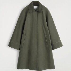 COS WOOL-TRIMMED LONG CAR COAT - Khaki (worn once)
